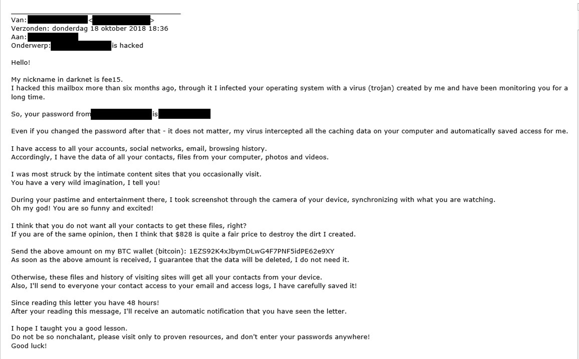 email hack Phishing mail 19Okt2018