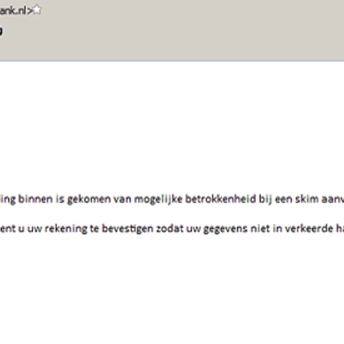 Nieuwe phishingmail in omloop van 'Rabobank Netherlands'
